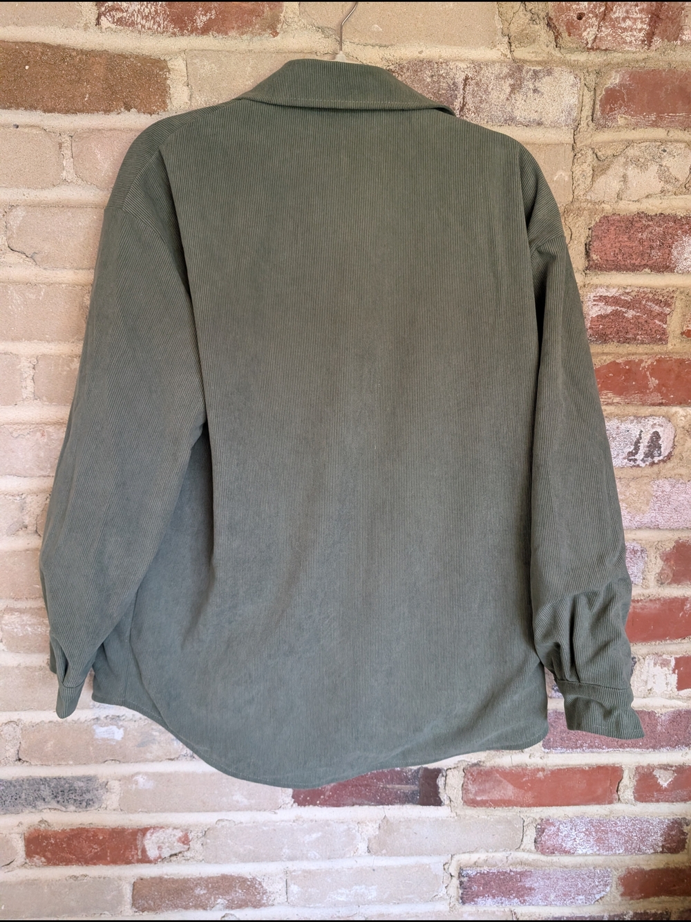 Reversible Womens Olive Green Corduroy Jacket with Plaid Lining - Picture 2 of 2